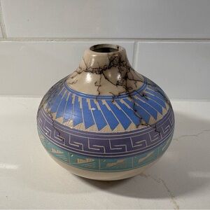 Horsehair Navajo Vase Hand Etched And Painted Pottery By Tom Vail Sr.